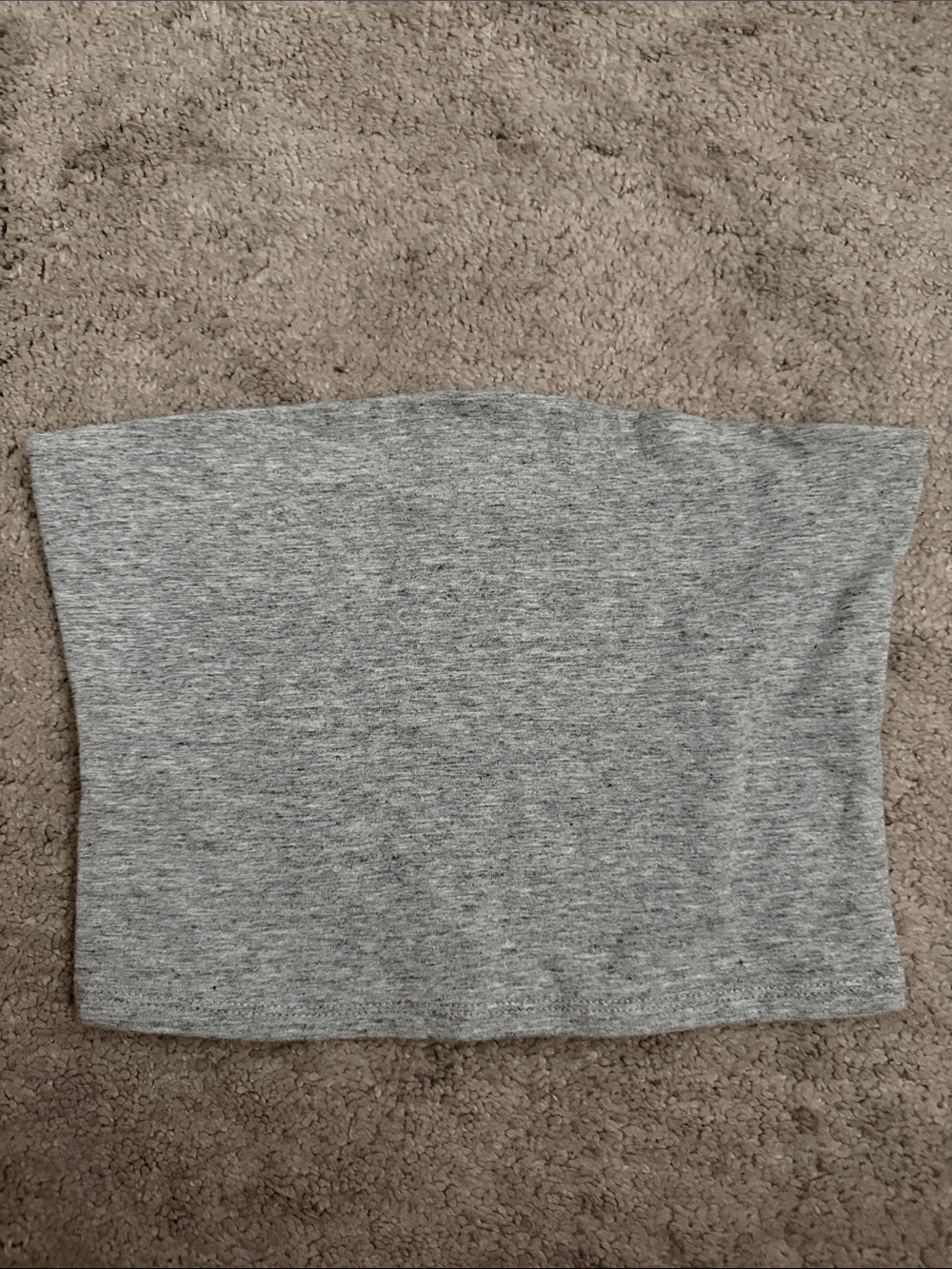 Grey Ribbed Stretch Strapless Crop Top - Unbranded
